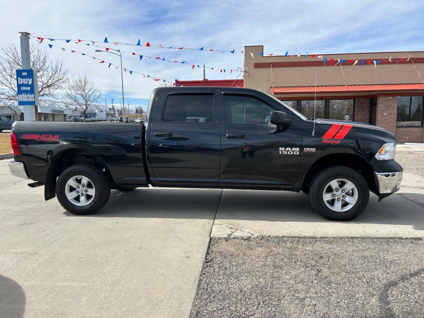 2018 Black /Black RAM 1500 Tradesman (1C6RR7ST1JS) with an 5.7L V8 OHV 16V engine, 8A transmission, located at 3030 CY Ave, Casper, WY, 82604, (307) 265-3830, 42.827816, -106.357483 - Photo#3